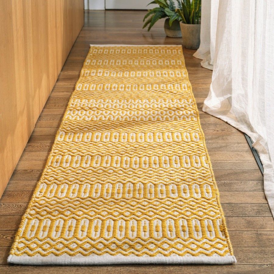 Эко ковер для улицы и дома Halsey Mustard Geometric 66x240 см