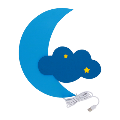 Настінний дитячий нічник “Мунчік” (Місяць з хмаринкою) з живленням від USB. (блакитний)