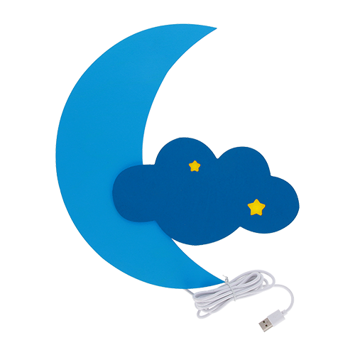 Настінний дитячий нічник “Мунчік” (Місяць з хмаринкою) з живленням від USB. (блакитний)