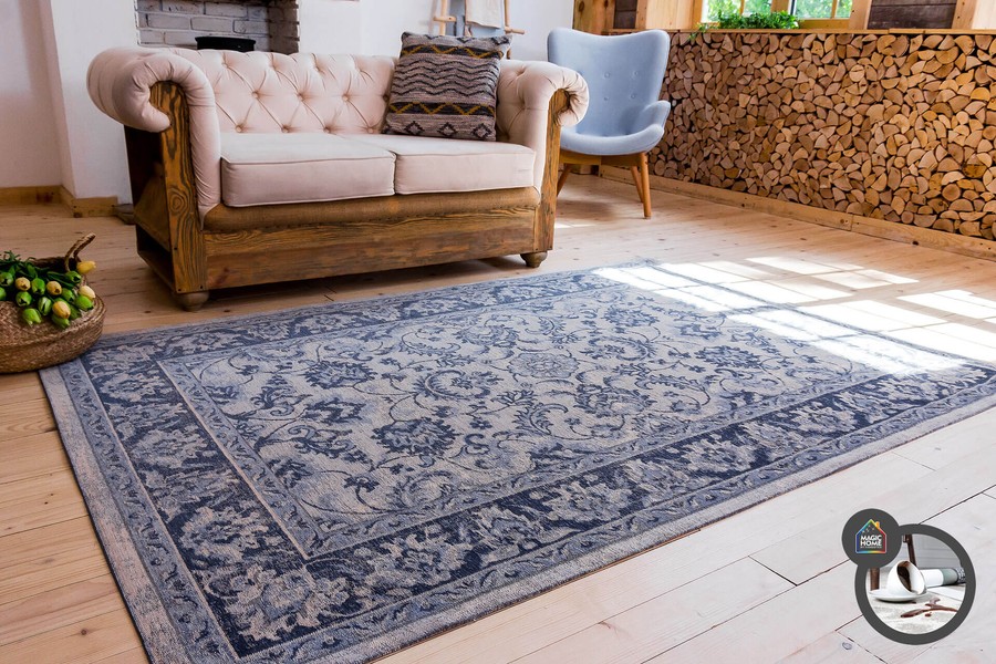 Килим легкої чистки Carpet decor TEBRIZ Antique blue 160x230, синій, 1.6 х 2.3 м, Синій