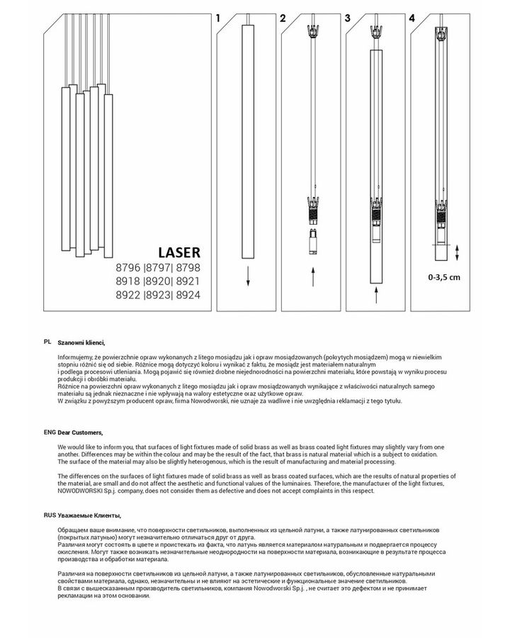 Підвісний світильник Nowodvorski 8797 Laser 490 G9 1x10W IP20 Bl
