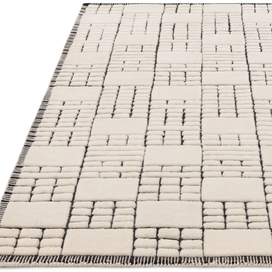 Ковер шерстяной ручной работы Empire Cream/Black 200x290