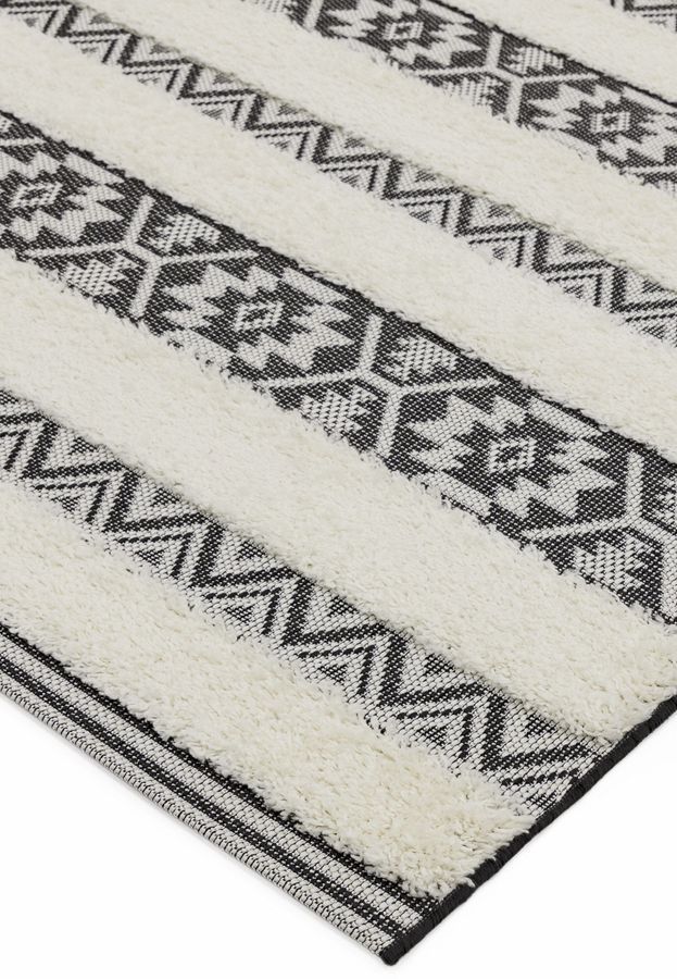 Килим для вулиці і дому Monty Black/Cream Stripe Indoor/Outdoor MN03 160x230 см