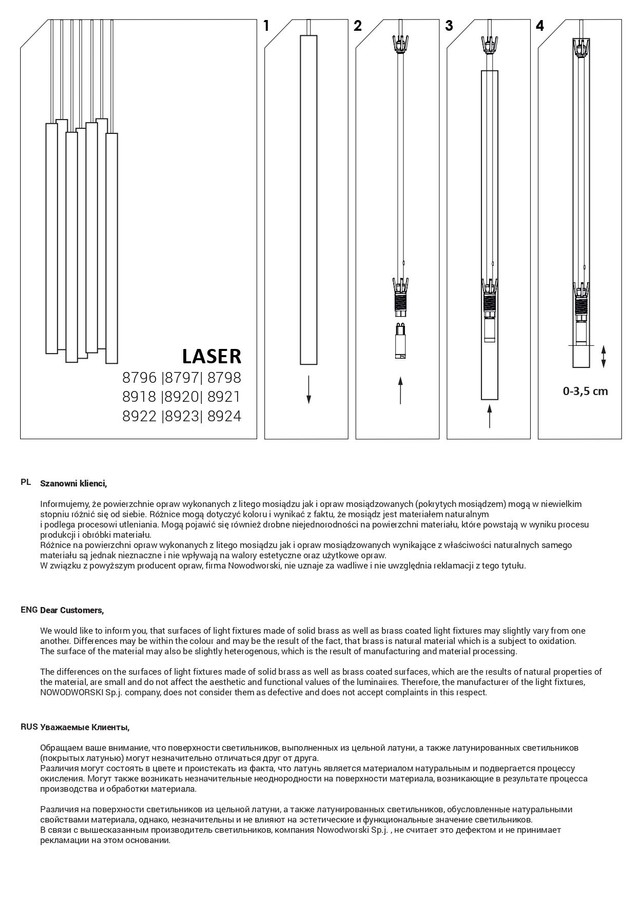 Подвесной светильник Nowodvorski 8796 Laser 490 G9 1x10W IP20 Wh