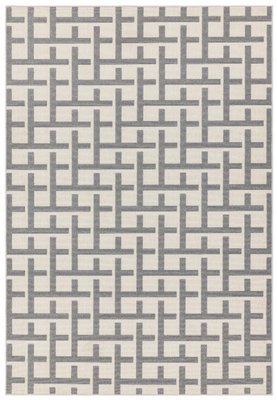Ковер для улицы и дома Antibes AN03 White/Grey Grid 80x150